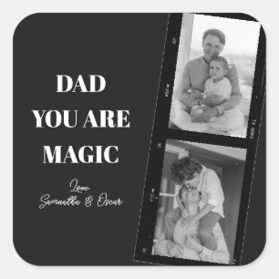 Sticker Carré Photo personnalisée 'Papa, tu es magique' Deux Pèr