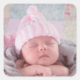 Sticker Carré Photo personnalisée pour bébé