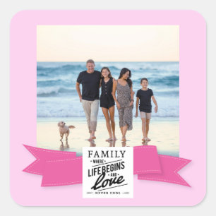 Sticker Carré Photo personnalisée ruban de famille de citation m