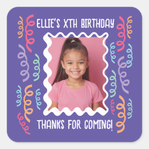 Sticker Carré Photo Personnalisée Tout Âge Anniversaire Doodday