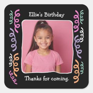 Sticker Carré Photo Personnalisée Tout Âge Fête D'Anniversaire S
