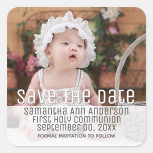 Sticker Carré Photo première communion sainte minimaliste do-it-