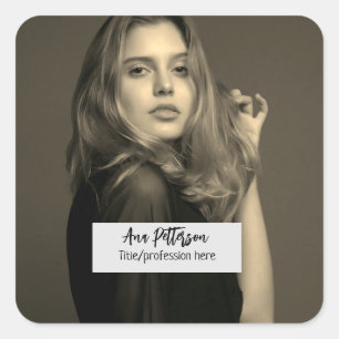 Sticker Carré photo professionnelle QR site email social moderne