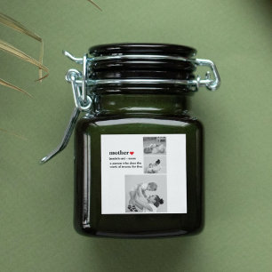 Sticker Carré Photo & Texte Moderne Coeur Rouge Mère Cadeau