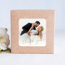 Photo Wedding Thank You Gold Script Favor