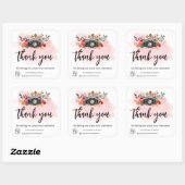 Sticker Carré photographe de caméra à aquarelle florale Merci (Feuille)