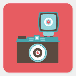 Sticker Carré Photographe Diana Lomo coloré amusant