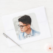 Sticker Carré Photographie de la fête de graduation noire classi (Enveloppe)