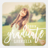 Sticker Carré Photographie moderne blanche brossée (Devant)