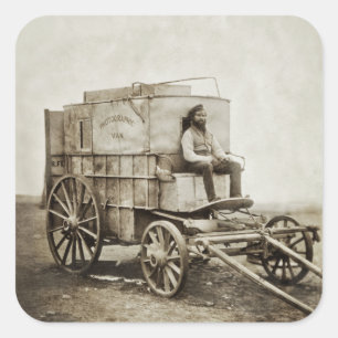 Sticker Carré Photographie Wagon de Roger Fenton Photo Réalisme