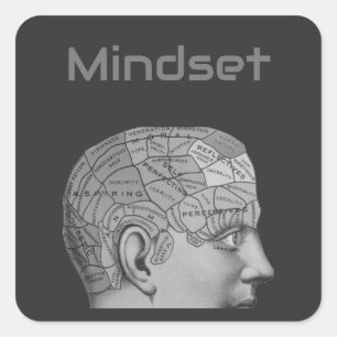 Sticker Carré Phrenologie vintage Chef Mindset carte du cerveau