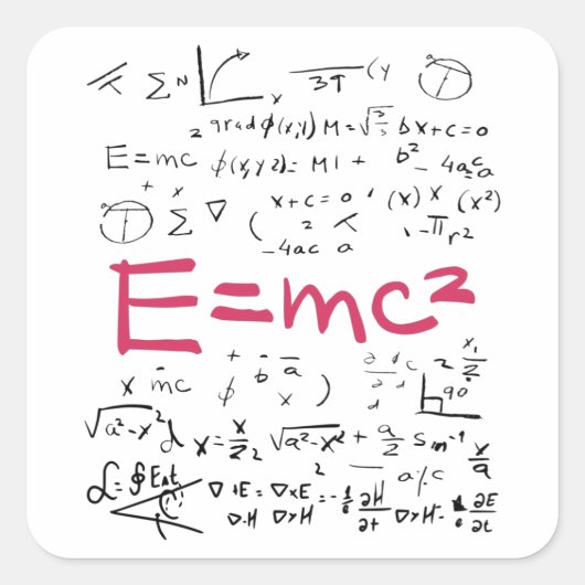 Sticker Carré Physics and Math Formulas EMC2 (Devant)