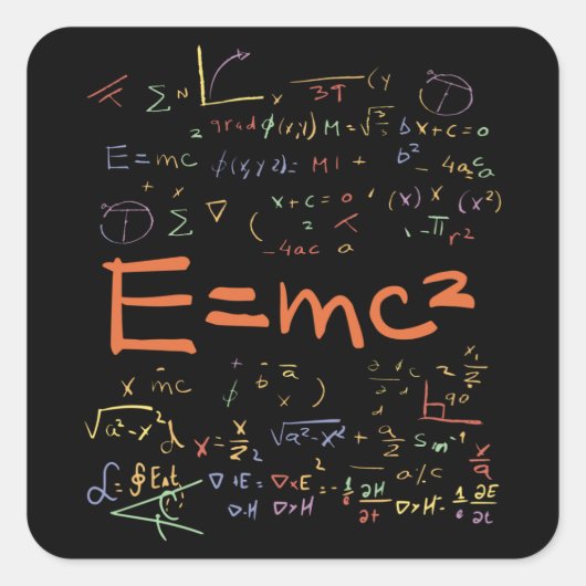 Sticker Carré Physique et formules mathématiques EMC2 (Devant)