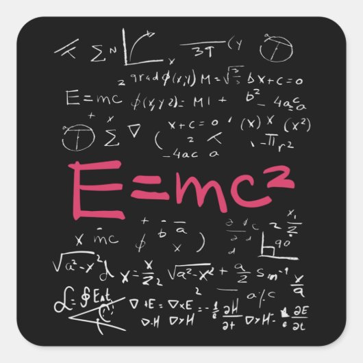 Sticker Carré Physique et formules mathématiques EMC2 (Devant)