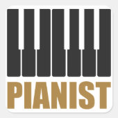 Sticker Carré Pianiste de la typographie moderne (Devant)