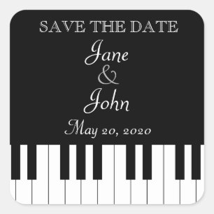 Sticker Carré Piano Clavier Musique Mariage Enregistrer La Date