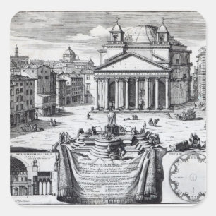 Sticker Carré Piazza della Rotonda avec vue sur le Panthéon
