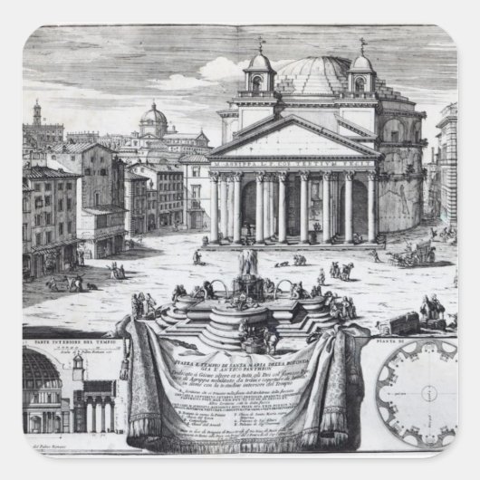 Sticker Carré Piazza della Rotonda avec vue sur le Panthéon (Devant)