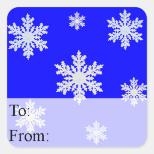 Sticker Carré Pick Your Background Snowflakes Gift Tag