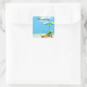 Sticker Carré Picket Vert Sur Le Transat De Plage (Sac)