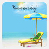 Sticker Carré Picket Vert Sur Le Transat De Plage (Devant)