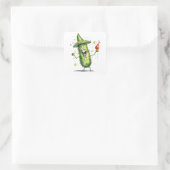 Sticker Carré Pickle Cucumbers en Casquette d'anniversaire (Sac)