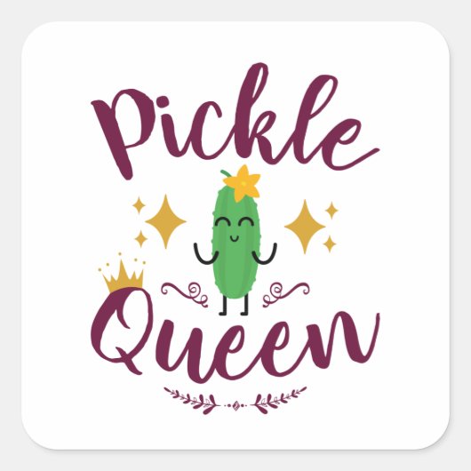 Sticker Carré Pickle Queen Pickles Lover Femmes Filles (Devant)