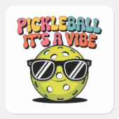 Sticker Carré Pickleball avec chevalet de lunettes de soleil (Devant)