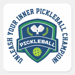 Sticker Carré Pickleball de texte personnalisé