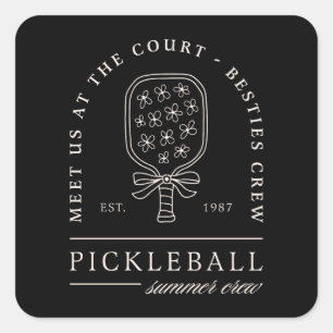 Sticker Carré Pickleball été besties filles équipage amis équipe