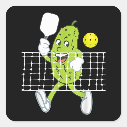 Sticker Carré Pickleball Jouer - Drôle Pickleball Paddle (Devant)