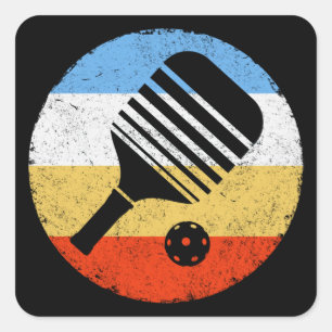 Sticker Carré Pickleball Retro de couleur vintage
