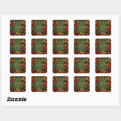 Sticker Carré Pickleball thème de Noël (Feuille)