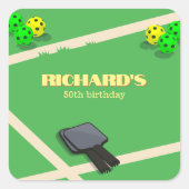 Sticker Carré Pickleball Thème Sport Diner Anniversaire Fête (Devant)