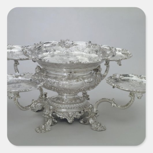 Sticker Carré Pièce centrale du journal de Paul de Lamerie, 1743 (Devant)