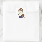 Sticker Carré Pièce d'échecs Chevalier avec lunettes de soleil (Sac)