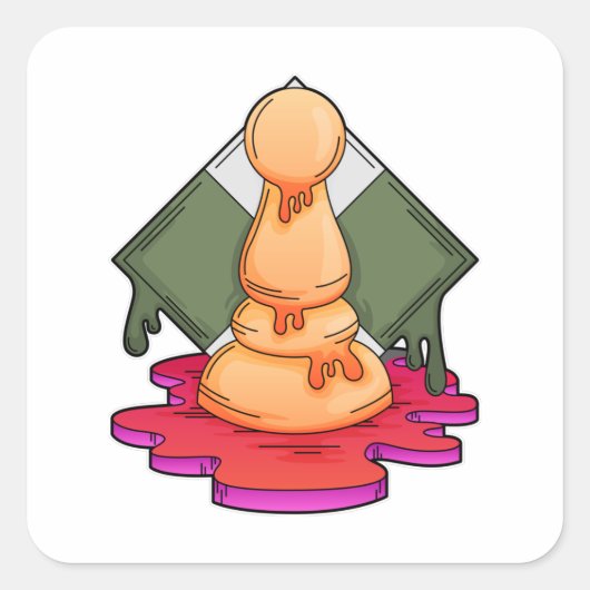 Sticker Carré Pièce d'échecs Pawn (Devant)