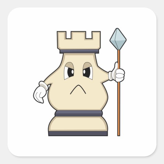 Sticker Carré Pièce d'échecs Rook à Chess.PNG (Devant)