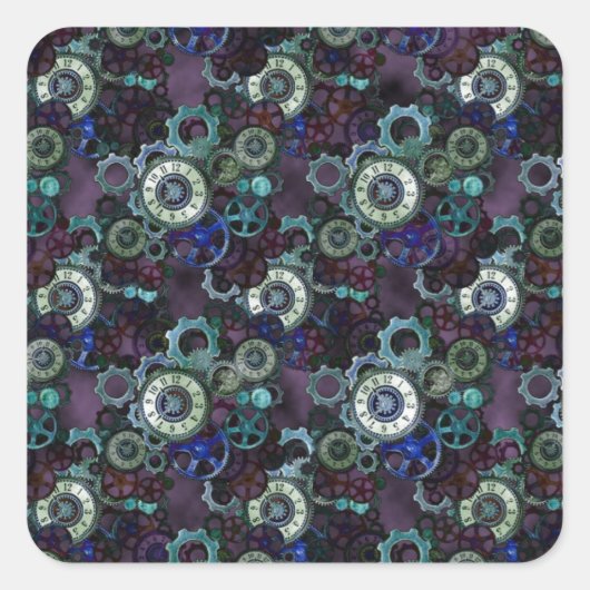 Sticker Carré pièces de montre steampunk - imprimé violet par Le (Devant)