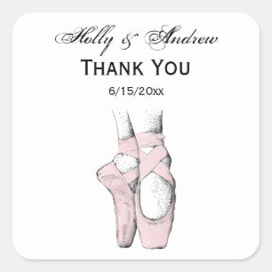 Sticker Carré Pieds de ballerine sur pointes #1 rose clair