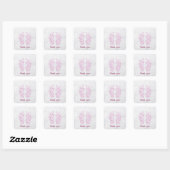 Sticker Carré pieds mousseux rose (Feuille)
