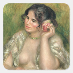 Sticker Carré Pierre A Renoir Gabrielle avec un Rose