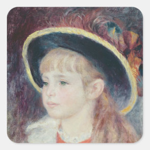 Sticker Carré Pierre A Renoir Jeune fille dans un Casquette bl