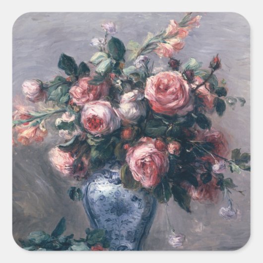 Sticker Carré Pierre A Renoir | Vase de Roses (Devant)