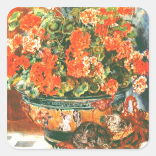 Sticker Carré Pierre-Auguste Renoir Geraniums Et Chats