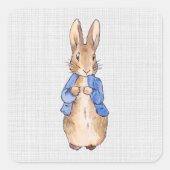 Sticker Carré Pierre avec un arrière - plan de lin gris (Devant)