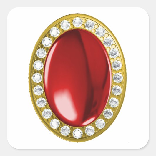 Sticker Carré Pierre rouge avec diamants (Devant)