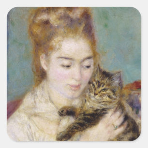 Sticker Carré Pierre une femme de Renoir   avec un chat