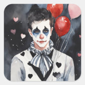 Sticker Carré Pierrot noir et blanc (Devant)