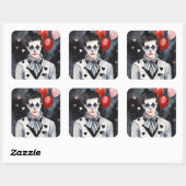 Sticker Carré Pierrot noir et blanc (Feuille)